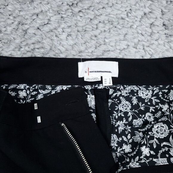 READ Anthropologie Low Rise Ankle Zip Wide Leg Pants Black Size 0 Stretch - Picture 6 of 12